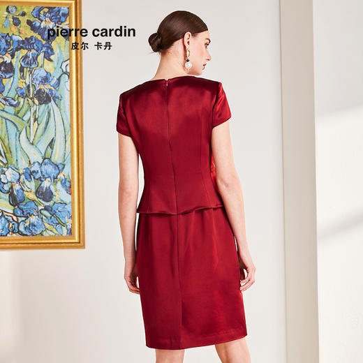 皮尔卡丹女装夏季新款红色圆领假两件连衣裙时尚P0209DS56T0 商品图2