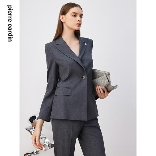 商场同款皮尔卡丹女装秋冬新款灰色绵羊毛西服上衣P3302U3991H0 商品图3