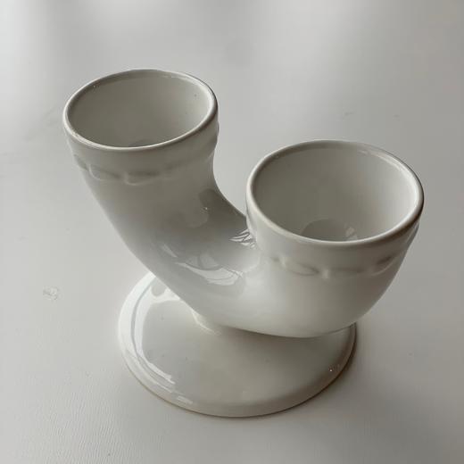 【苏州】英国中古纯白陶瓷双蛋杯 商品图3