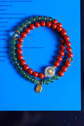 YHZS0156°朱砂+绿草莓晶手串