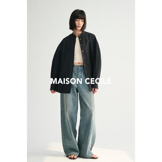 MAISON CECILE三色/弧形袖全棉圆领宽松随性风衬衫 商品图4
