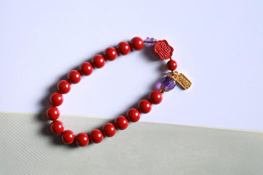 YHZS0119°朱砂+双面福字手串 商品图2