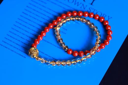 YHZS0155°朱砂+黄水晶手串 商品图2