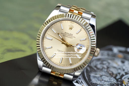 Noob劳力士日志型41mm副本以及修正近年间三角抗纹外圈包金度不够的问题，表壳用精钢材并采用真K金包金用来解决金表变暗、掉色、掉皮的尴尬问题，搭载客户订制的ETA进口2836机芯 商品图0