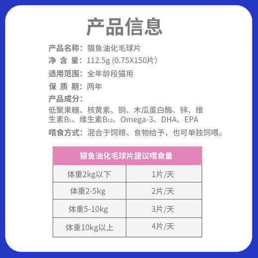 玲宠化毛球片猫草片鱼油片吐毛球猫咪专用滋养毛发化毛片维生素 商品图5