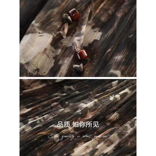 COCOBELLA重工金丝压褶花卉印花连衣裙女夏度假风雪纺长裙FR3075 商品图3