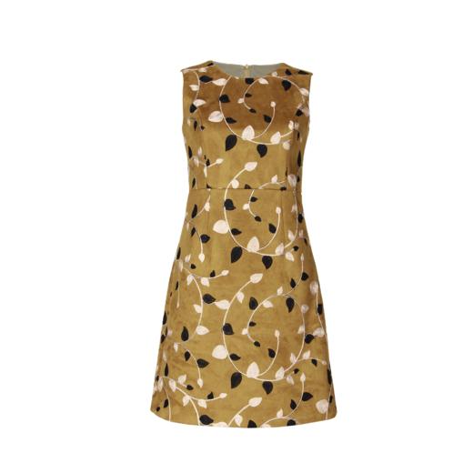 【伯妮斯茵】黄色高贵华丽麂皮绒连衣裙 176S003 商品图2