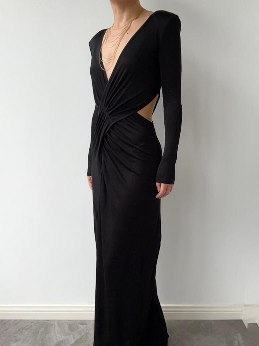 CG｜Gabrielle Dress 长袖侧腰镂空连衣裙［ 黑 ] 商品图2