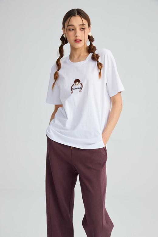 水淼2025春新品纯棉显瘦百搭刺绣小女孩大码短袖T恤0257 商品图0