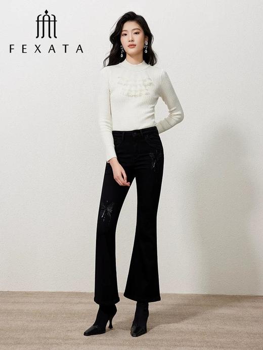 3楼FEXATA服饰(新百购) 蝴蝶装饰时尚微喇牛仔裤 商品图2