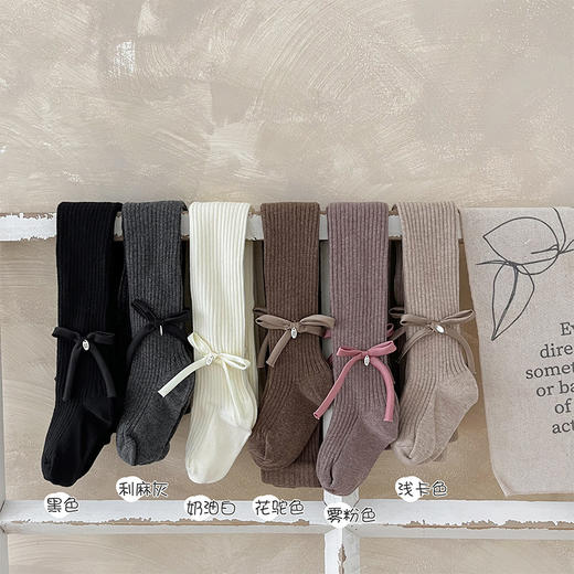 【49.9元2条】春秋季新品女童蝴蝶连脚打底袜 纯色百搭棉质裤袜 商品图3