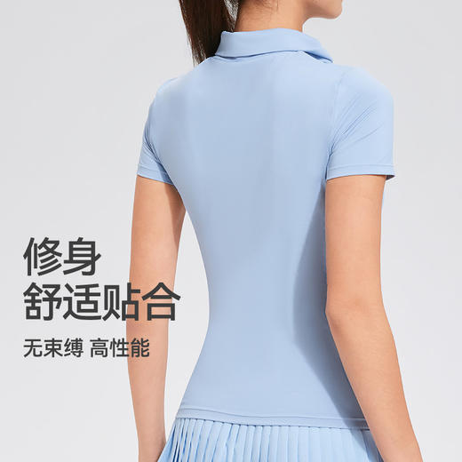 【上新】科里芙时尚设计感蝴蝶结高领修身运动短袖健身跑步T恤女 商品图2