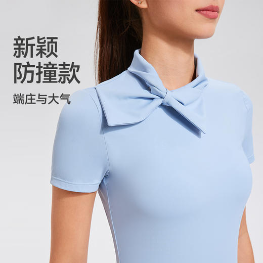 【上新】科里芙时尚设计感蝴蝶结高领修身运动短袖健身跑步T恤女 商品图1