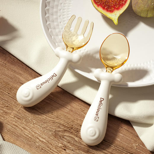 【魔力扭扭勺，易学易掌握】宝宝勺子PPSU 学吃饭训练弯曲短柄叉勺 婴儿辅食勺 一岁自主进食儿童叉勺-QQ 商品图0