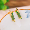 S925纯银镀金和田玉碧玉，竹节竹叶中式国风气质复古耳饰耳钉CW -ED03747 商品缩略图1