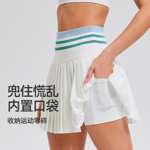【上新】科里芙高腰显瘦跑步运动短裙透气网球假两件A字百褶裙女 商品图2