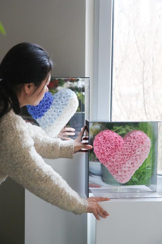 镜面蓝色系爱心永生花 商品图5