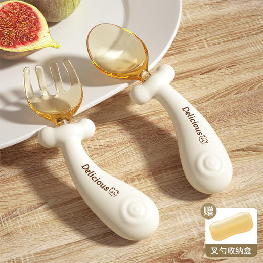 【魔力扭扭勺，易学易掌握】宝宝勺子PPSU 学吃饭训练弯曲短柄叉勺 婴儿辅食勺 一岁自主进食儿童叉勺-QQ 商品图5