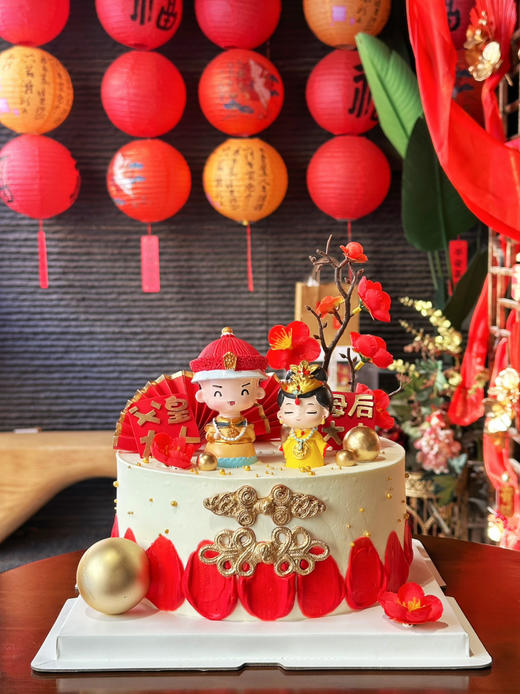 皇后娘娘万福金安，福气满满，复古款主题蛋糕，适合年轻时尚美女妈妈们哦母后吉祥，千岁千岁千千岁的长寿祝福，寿星可用 商品图6