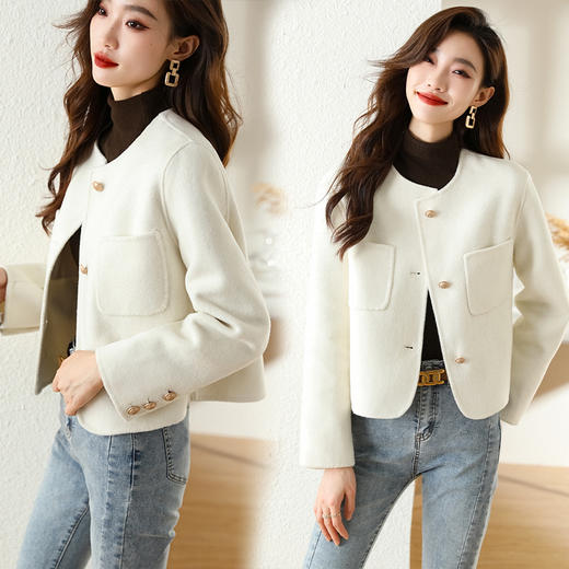 双面羊绒大衣，短款毛呢外套SLYS8217 商品图2