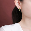 S925纯银镀金和田玉碧玉，竹节竹叶中式国风气质复古耳饰耳钉CW -ED03747 商品缩略图3