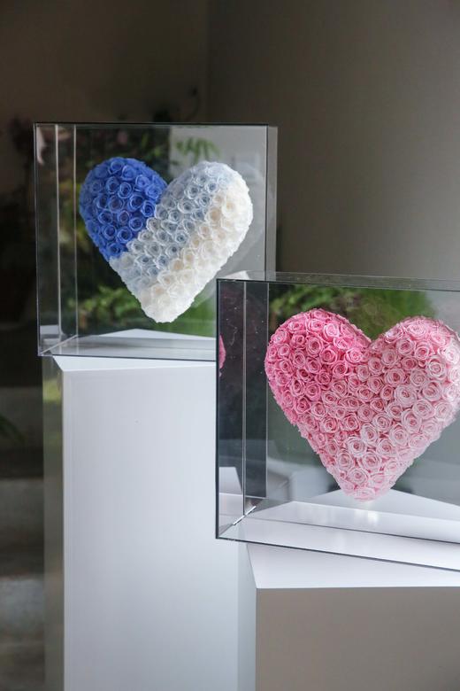镜面蓝色系爱心永生花 商品图6