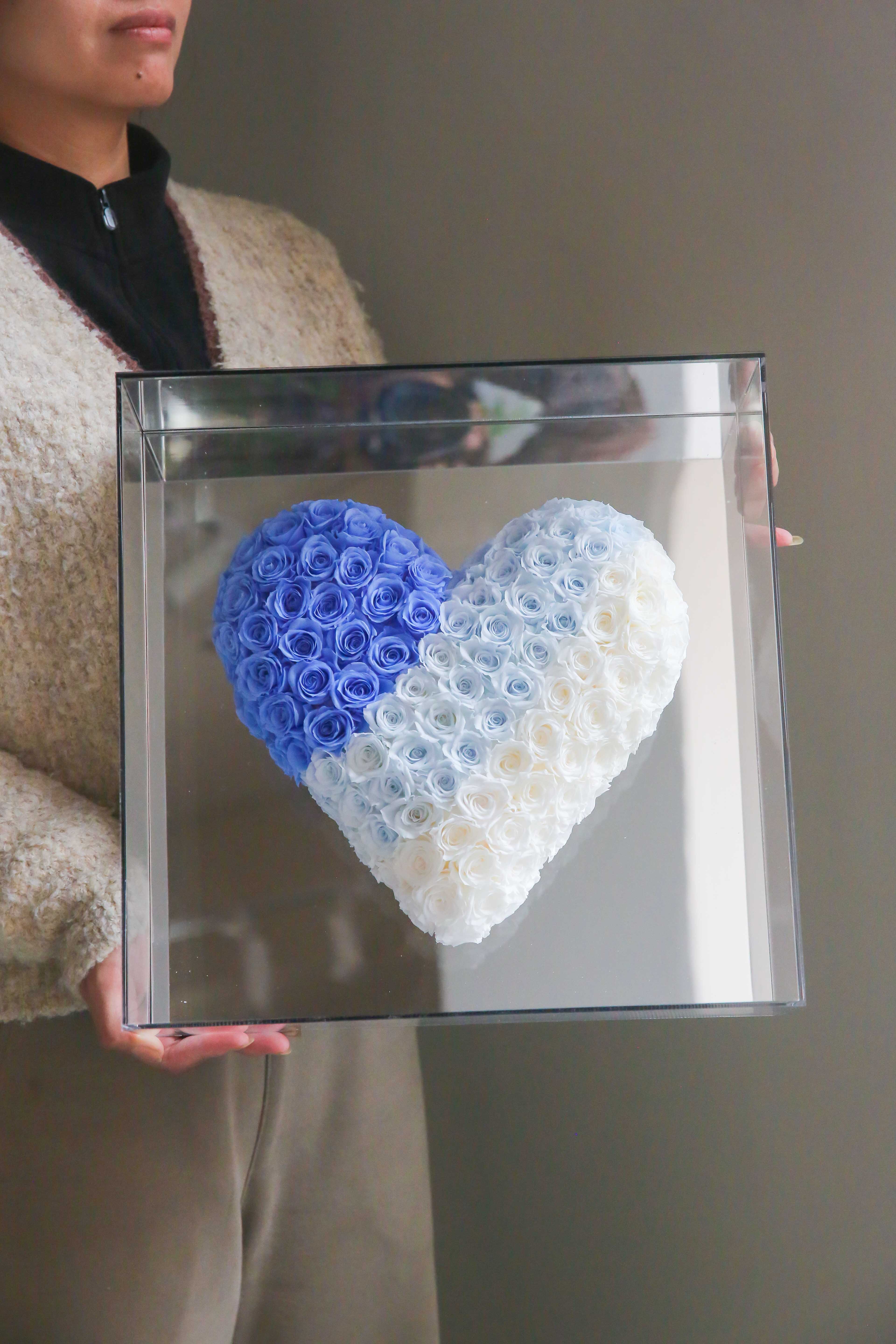 镜面蓝色系爱心永生花