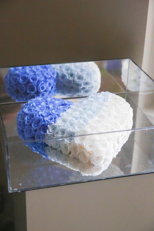 镜面蓝色系爱心永生花 商品图3