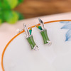 S925纯银镀金和田玉碧玉，竹节竹叶中式国风气质复古耳饰耳钉CW -ED03747 商品缩略图2