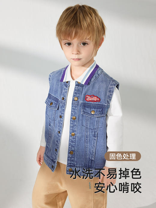 英氏儿童马甲2025新款春装马甲男宝纯棉帅气背心外套YRWHJ1R012A 商品图2