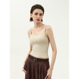 COCOBELLA双肩带一体式带胸垫不跑杯背心坑条罗纹吊带VT0031