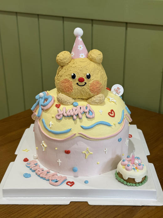 黄油小熊立体头像蛋糕（粉色版） 商品图0