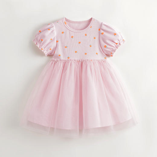 马克珍妮女童碎花罗纹泡泡袖网纱连衣裙公主裙儿童裙子夏装240722 商品图3