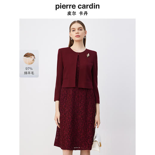 皮尔卡丹女装连衣裙淑女蕾丝拼接通勤假两件连衣裙P3318E3903T0 商品图0