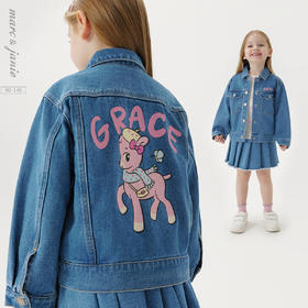 马克珍妮女童可爱小鹿软牛仔外套儿童上衣2024年秋装新款241500