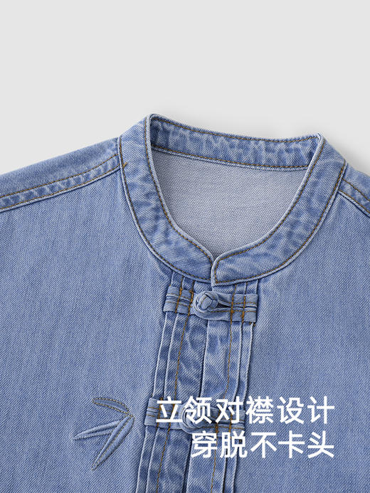 英氏男女童牛仔外套新中式国风盘扣上衣2025新品YRWBJ1R026A 商品图2