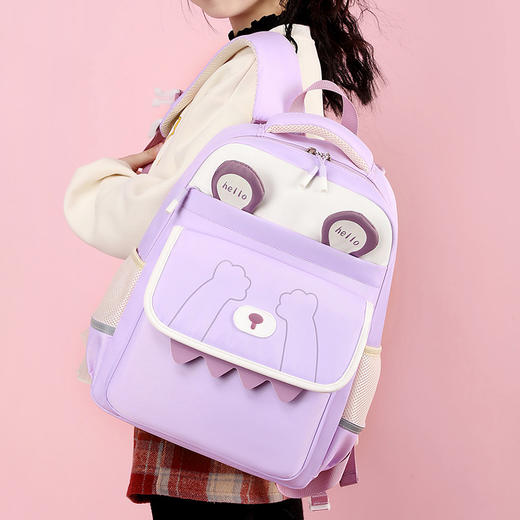 【肩脊全面减负，S型蜂巢肩带设计】小学生1-3年级书包 女生双肩简约 2025大容量 小众设计轻便可爱背包-QQ 商品图2