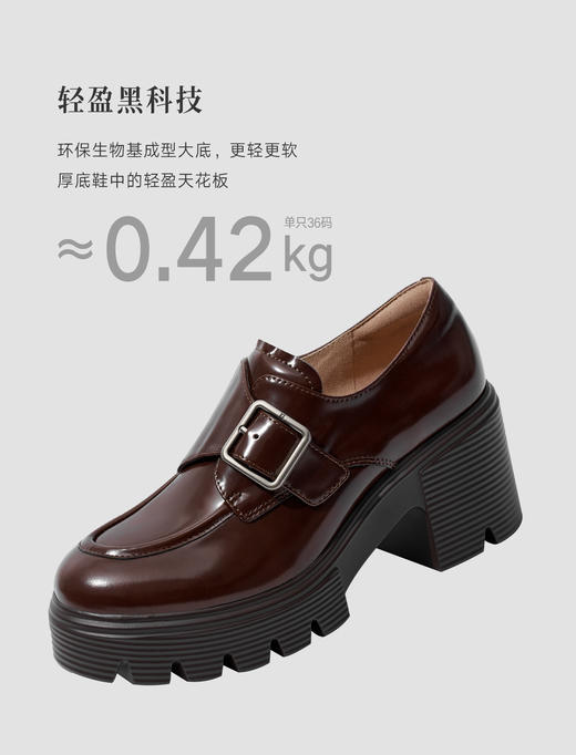 [何超莲同款]莎莎苏2025伯德小姐英伦厚底通勤乐福鞋女一脚蹬皮鞋 商品图1