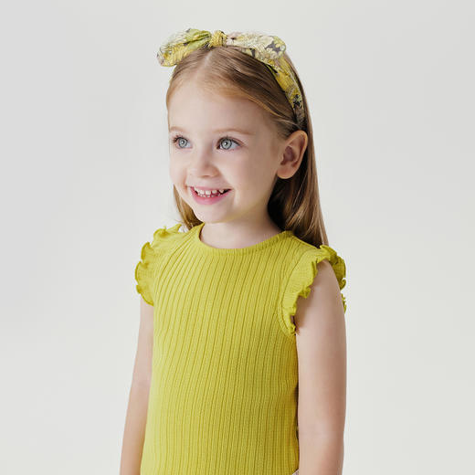 马克珍妮女童提花麦穗纹弹力舒适背心儿童上衣夏装2024新款240797 商品图3