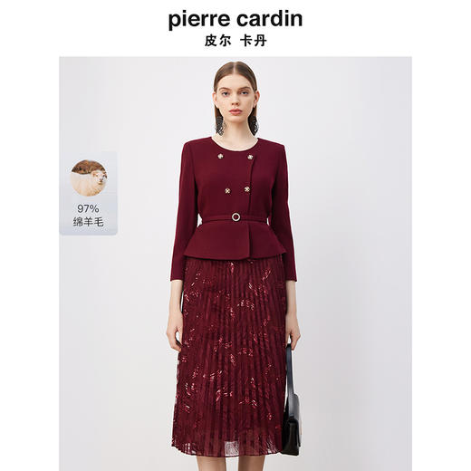 皮尔卡丹女装连衣裙知性拼接蕾丝通勤假两件连衣裙P3318E3991T0 商品图0