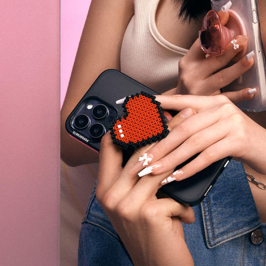 【真心磁场】像素之心 POPGRIP粘贴式支架 立体硅胶系列 红色 爱心 商品图1