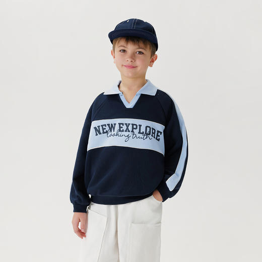 马克珍妮男童美式学院polo领卫衣 儿童上衣2025年春装新款250067 商品图2
