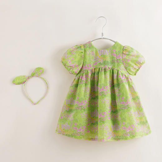 【马克珍妮 芦芙】夏装新款 女童棉真丝泡泡袖连衣裙230592 商品图2