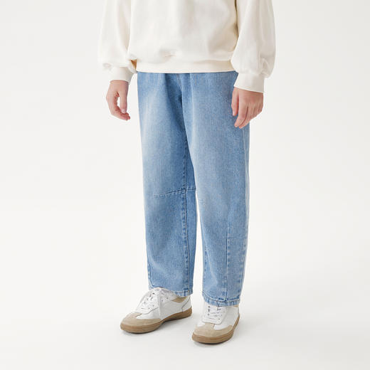 马克珍妮男童宽松纯棉牛仔萝卜裤2025年春装新款250021 商品图2