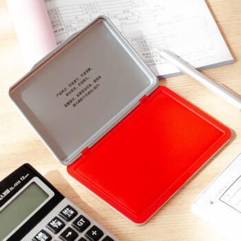 得力（deli）秒干印台157*105mm金属方形大号财务会计专用秒干印台印泥 印油办公用品盘面143*87 红色9893 商品图5