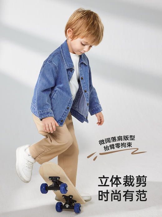 英氏儿童外套春夏复古牛仔外套男童外套2025新款外套YRWBJ1R007A 商品图1