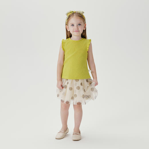 马克珍妮女童提花麦穗纹弹力舒适背心儿童上衣夏装2024新款240797 商品图2