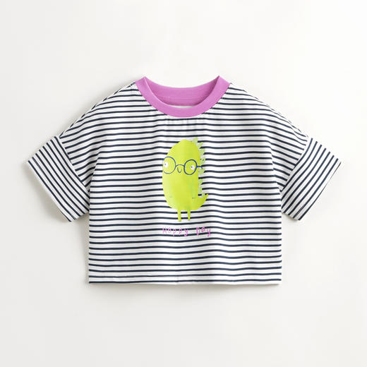 马克珍妮女童手绘涂鸦条纹短袖T恤儿童上衣2024年夏装新款240801 商品图2