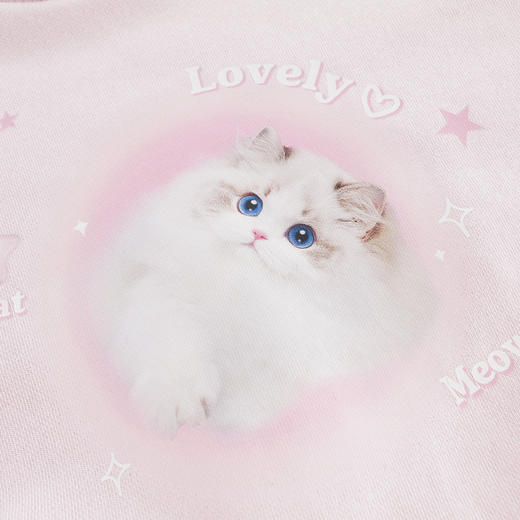 马克珍妮女童可爱猫咪亲肤软卫衣 儿童上衣2025年春装新款250157 商品图3