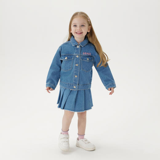 马克珍妮女童可爱小鹿软牛仔外套儿童上衣2024年秋装新款241500 商品图2